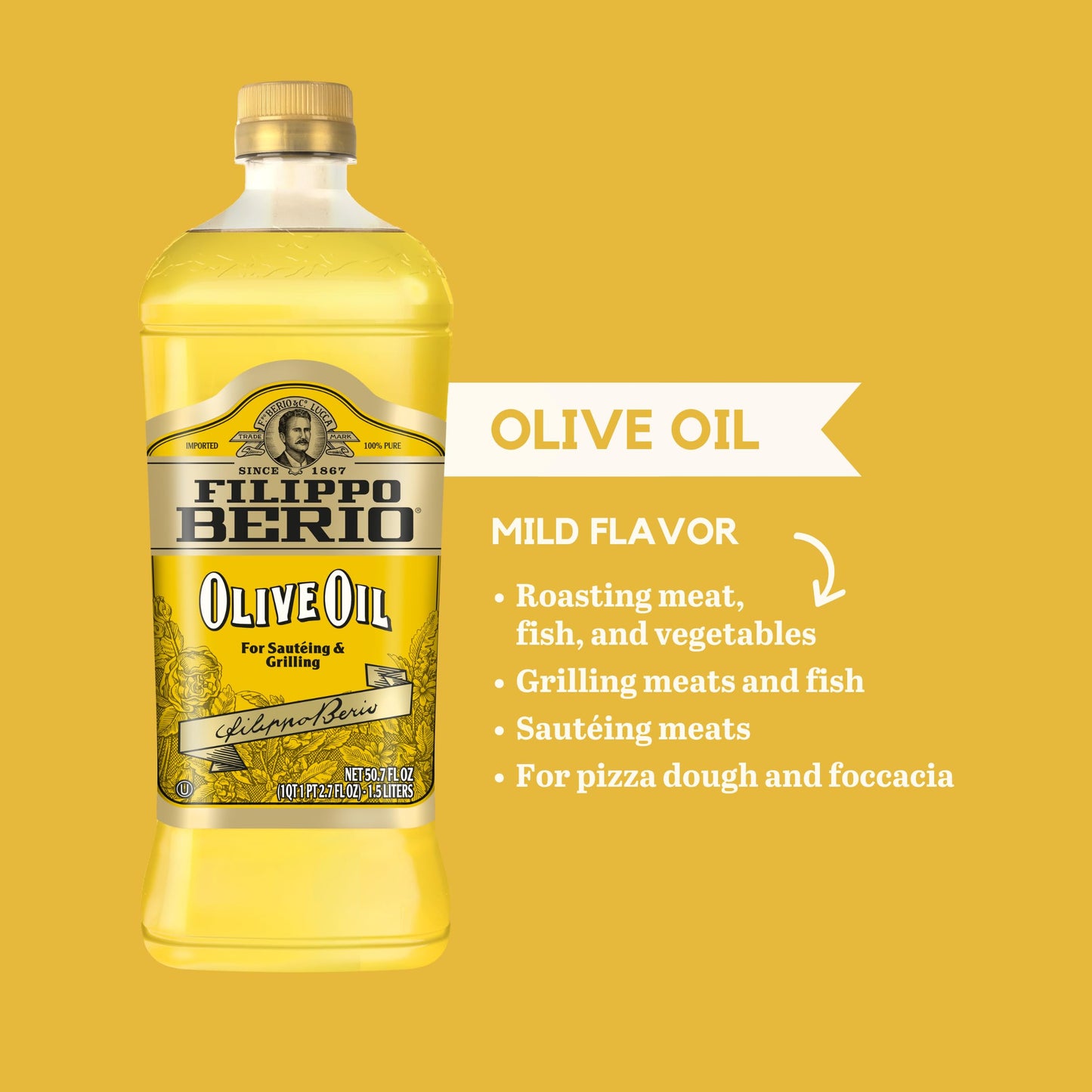 Filippo Berio Pure Olive Oil, 50.7 Ounce Rpet Bottle