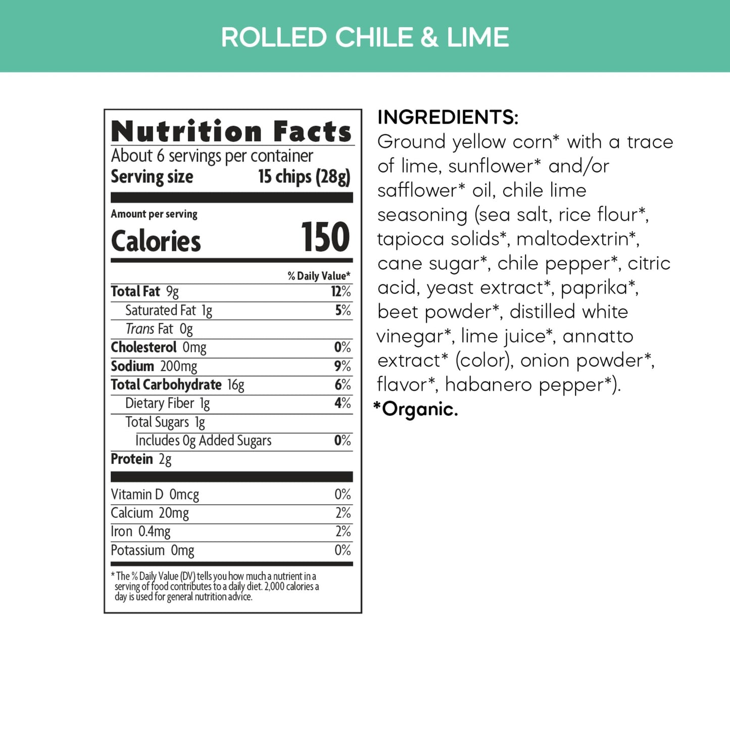 Que Pasa Organic Chile Lime Tortilla Chips, 6.5 oz (Pack of 1), Gluten Free, Non-GMO, by Natures Path