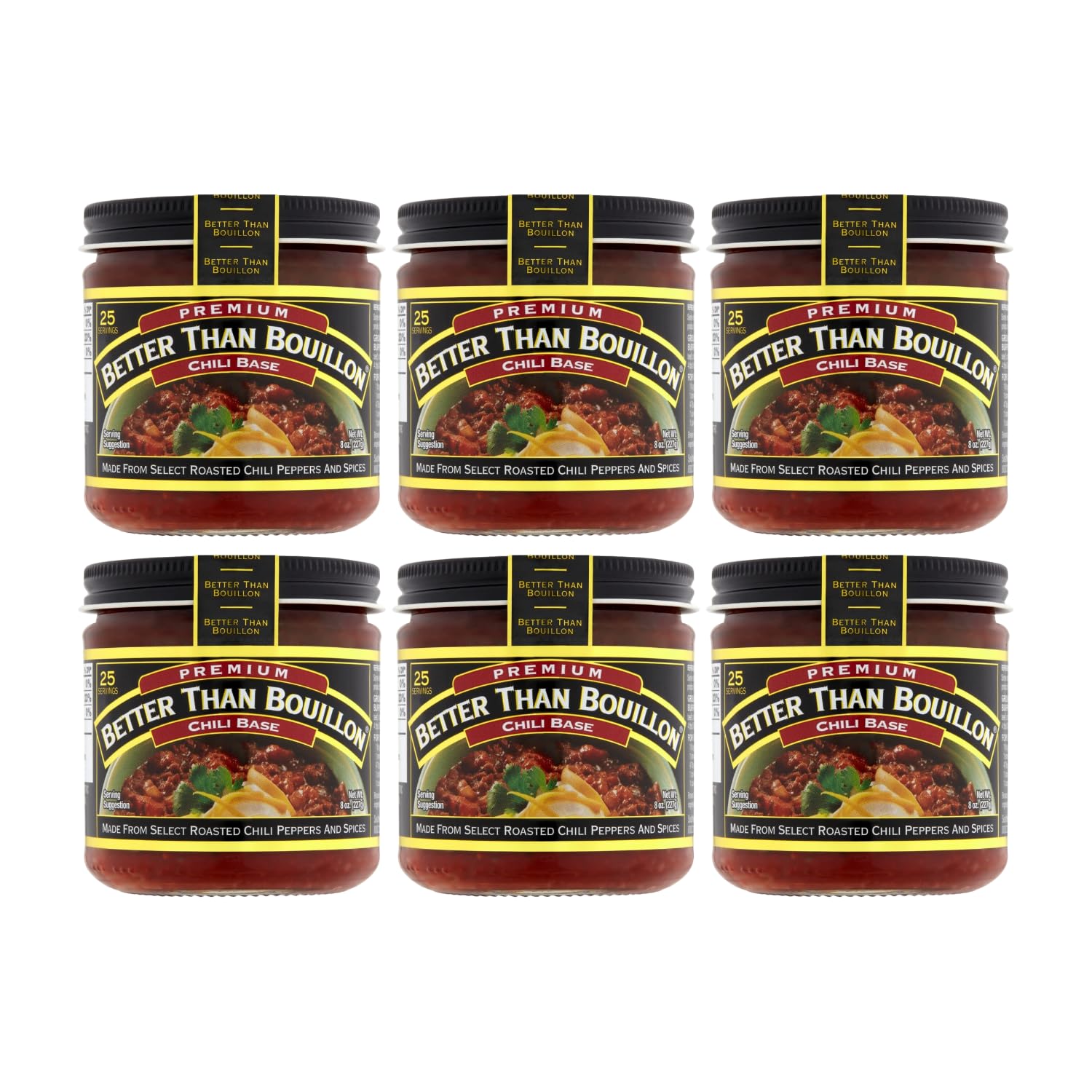 Better Than Bouillon Chili Base, Blendable Flavor, 8-Ounce Jar, Pack of 6