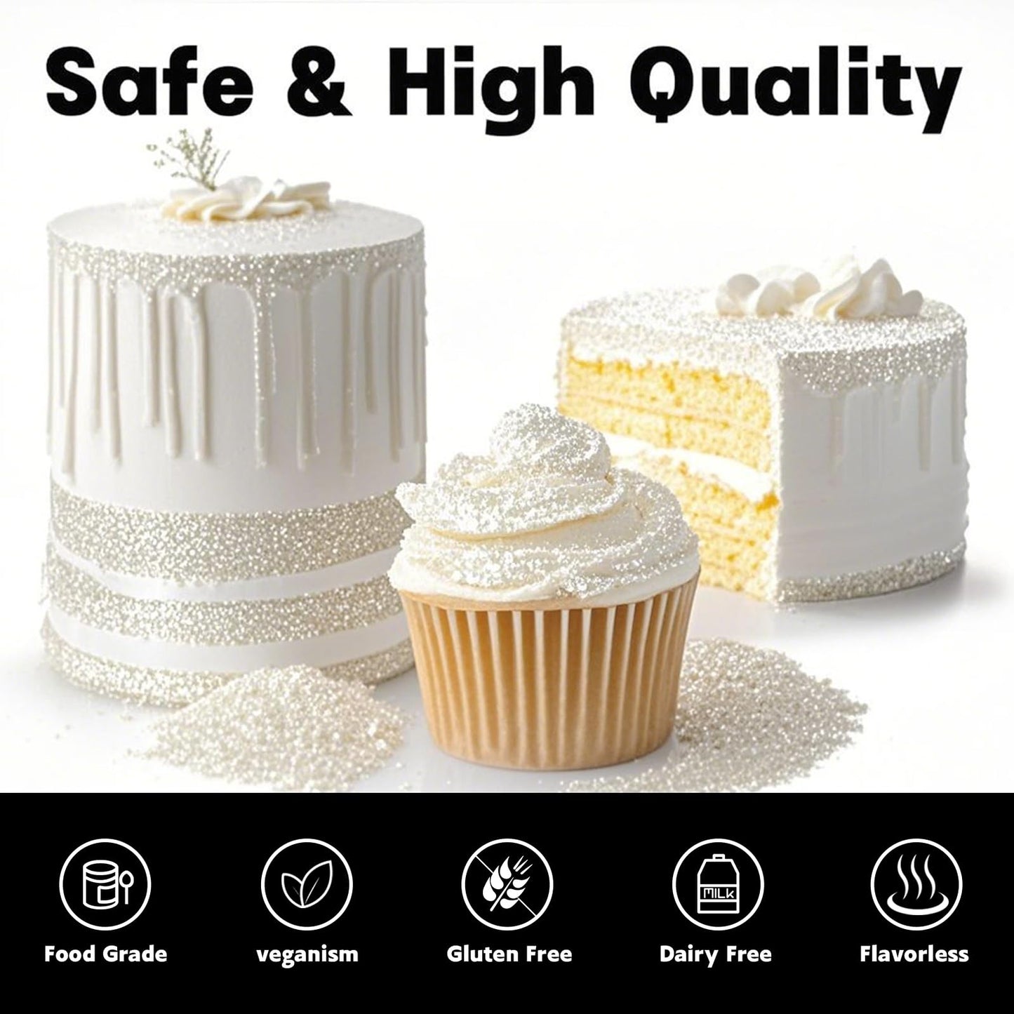 CAKESTAR Edible Glitter Spray, 10g Luster Dust for Cakes, Cocktails, and Drinks, White