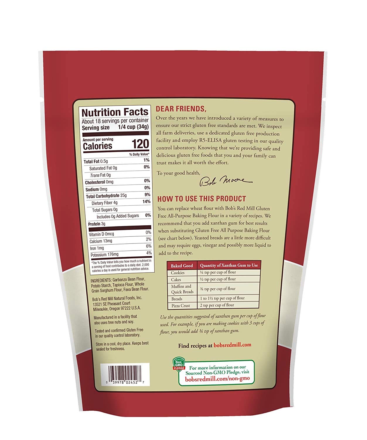 Bob'S Red Mill Resealable Gluten Free All Purpose Baking Flour, 22 Ounce (Pack Of 2)