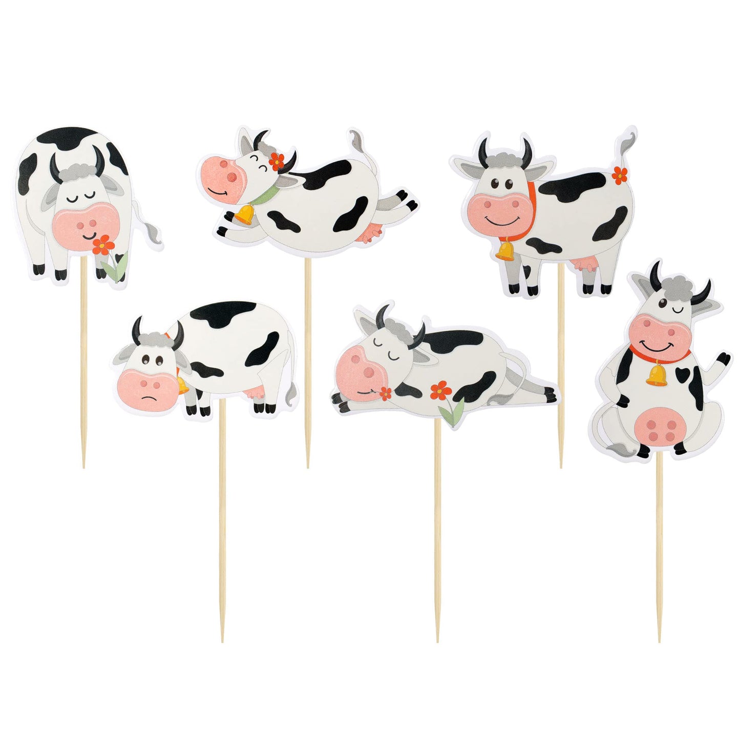 Gyufise 36Pcs Cow Cupcake Toppers Farm Animals Theme Moo Cupcake Picks Cow Cake Decorations For Cow Theme Baby Shower Kids Birth