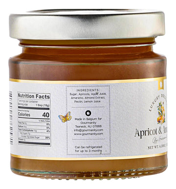 Gourmanity Apricot Jam With Amaretto, Fine Fruit Pieces With Almond Undertones, Great On Toasts And Scones, All Natural, Non-Gmo