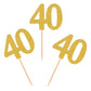 Donoter 40th Cupcake Toppers, Gold Glitter, 50 Count, Paper, Cake Picks for Birthday Anniversary Party Decoration