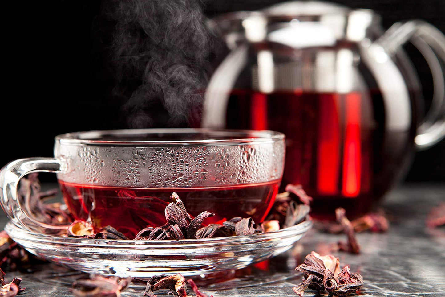 Hibiscus Tea 1LB (16Oz) 100% CERTIFIED Organic Hibiscus Flowers Herbal Tea (WHOLE PETALS)  Caffeine Free in 1 lbs. Bulk Resealable Kraft BPA free Bags from U.S. Wellness