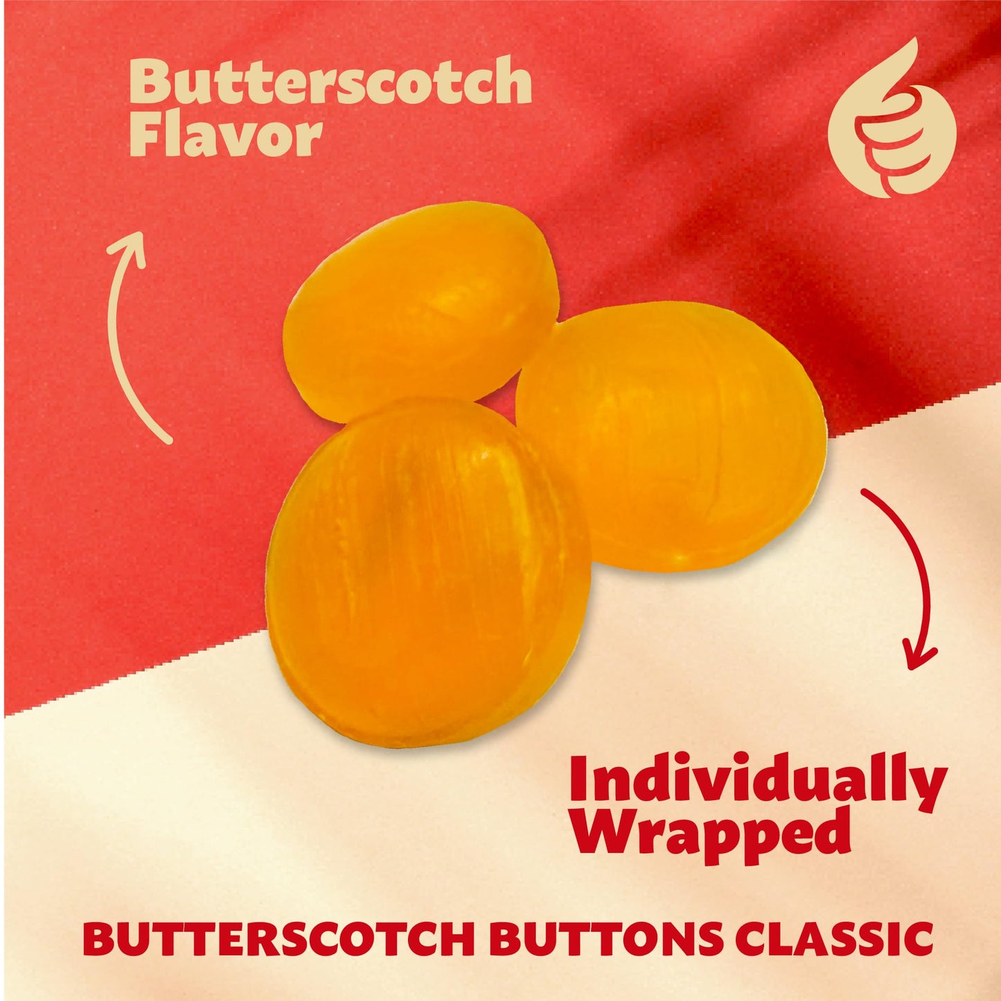 Butterscotch Hard Candy, Old-Fashioned Individually Wrapped Buttons, 1.5 Pound Pack