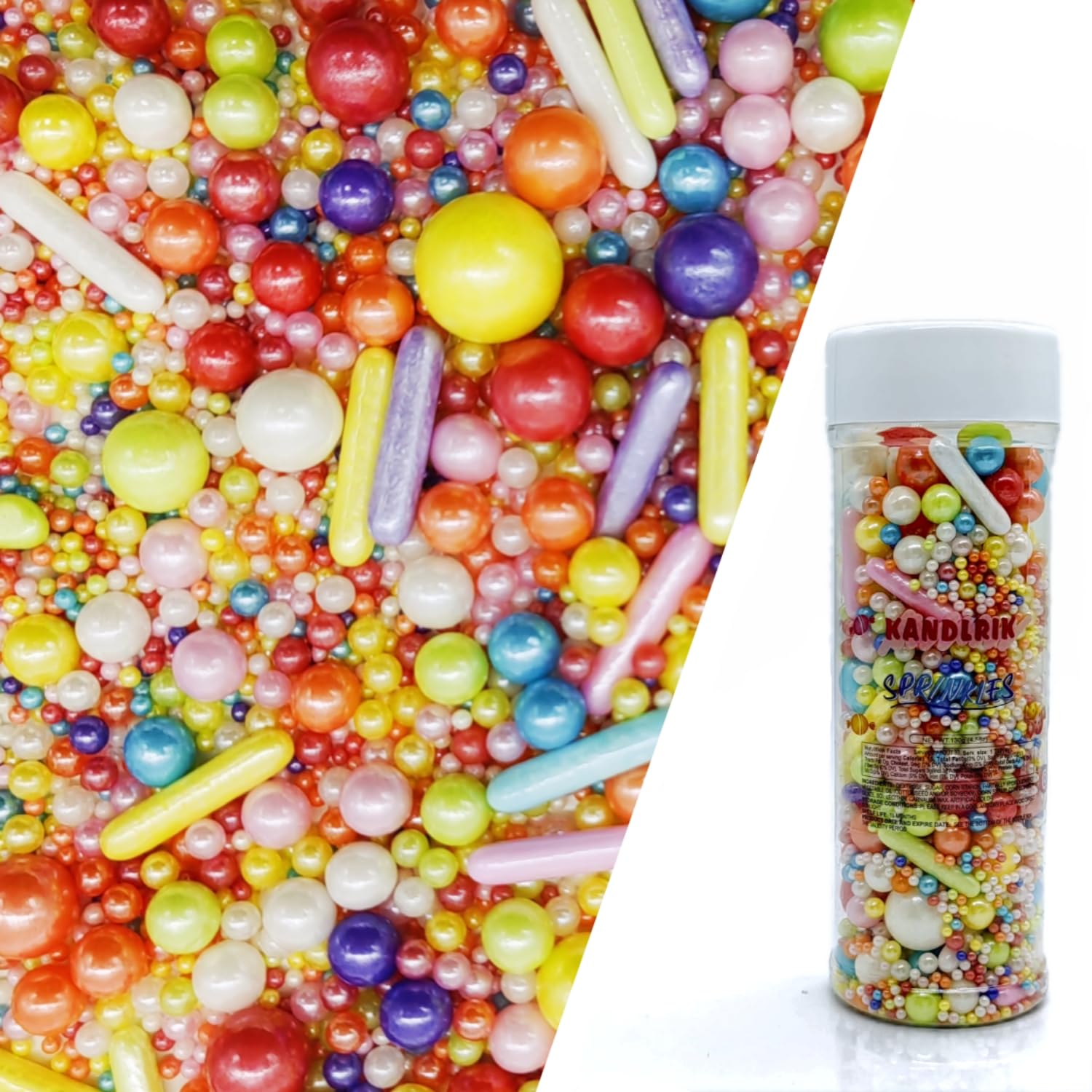 Rainbow Sprinkles Candy Mix Size Edible Pearls Cake Decorations Cupcake Toppers Cookie Decorating Perfect for Wedding Party Vale