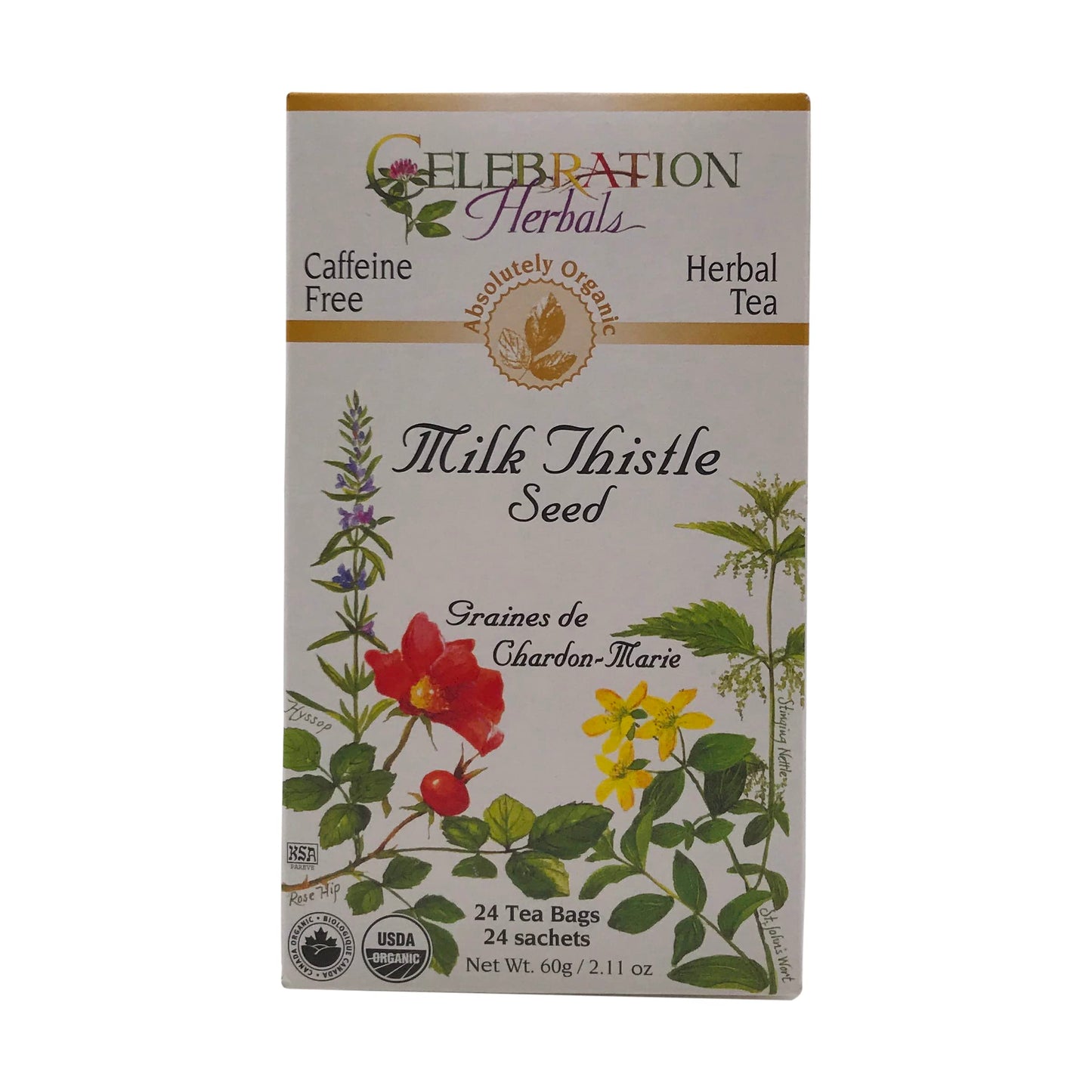 Celebration Herbals Organic Milk Thistle Seed Herbal Tea -- 24 Tea Bags, Net Wt.60, 2.11 Oz