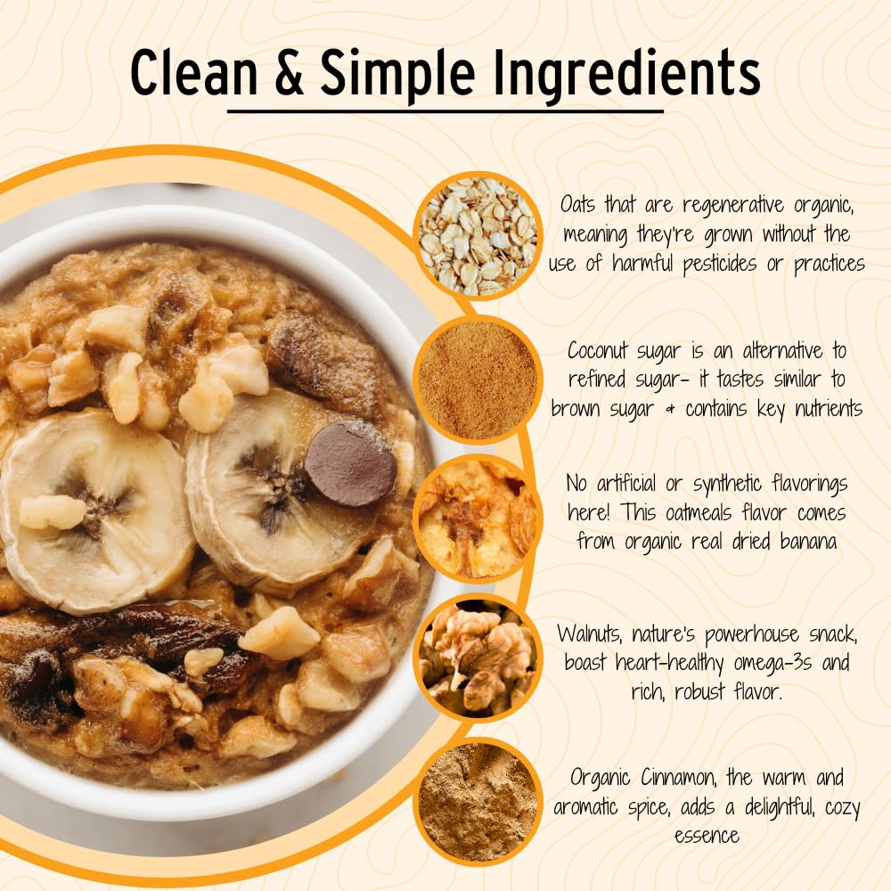 Wildway Organic Rolled Oats, Gluten-Free Overnight Oats, Non-GMO, Banana Nut, 9 Oz