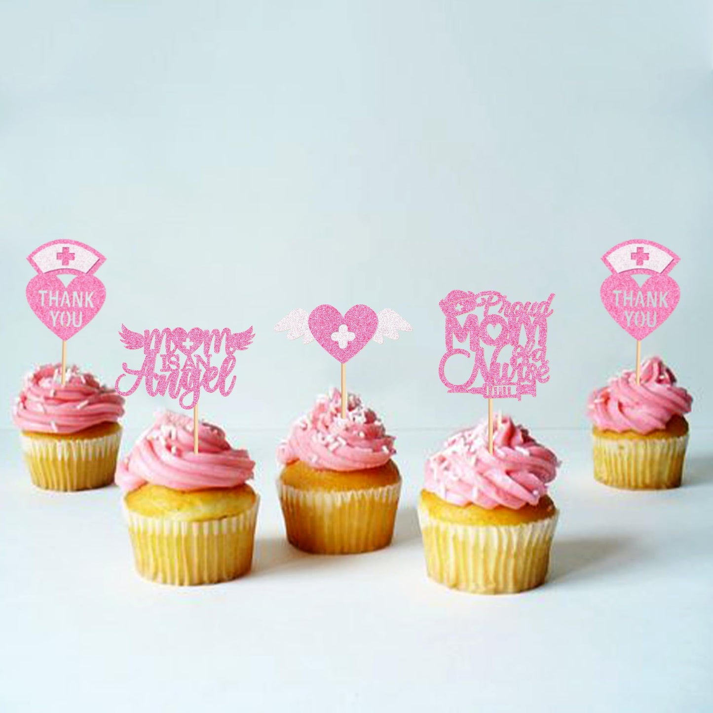 Ercadio 24Pcs Nurse Cupcake Toppers Nursing School Graduation Cupcake Picks Thank You Mom Is An Angee For Medical Nurse Themed B