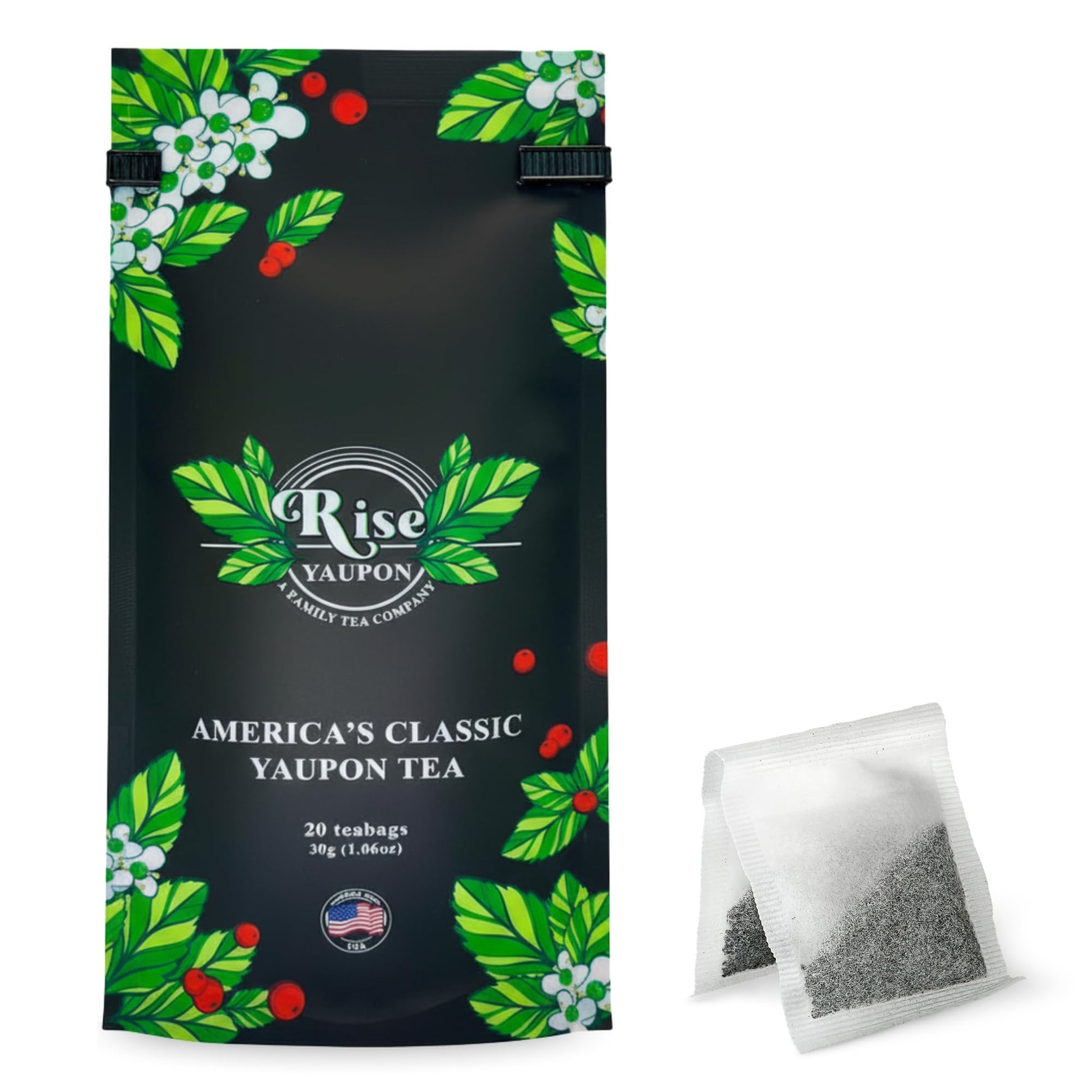Rise Yaupon AmericaS Classic Yaupon Holly Tea  20 Tea Bags  1.06 Oz  Made With 100% Yaupon Holly  Naturally Caffeinated  Never Bitter (Classic)