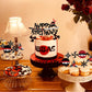 Fangleland Ninja Cake Toppers Set - 25 Pieces Happy Birthday Cupcake Toppers, 3" Red Ninja Warriors for Boys Party Supplies