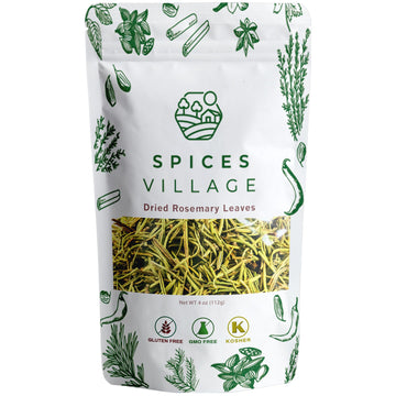 SPICES VILLAGE Whole Rosemary Leaves [ 4 oz ] - Natural Whole Rosemary for Cooking and Tea, Pure Mediterranean Seasoning - Koshe