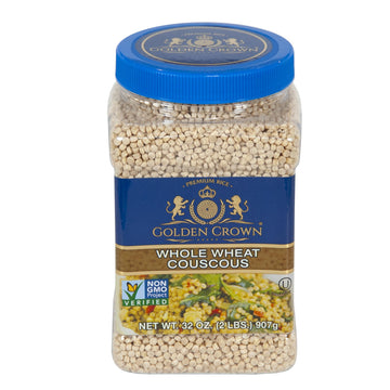 Golden Crown Whole Wheat Couscous - 32 oz (2Lb), Premium Quality Non GMO Project Verified, Vegan + Kosher Certified Natural Grai