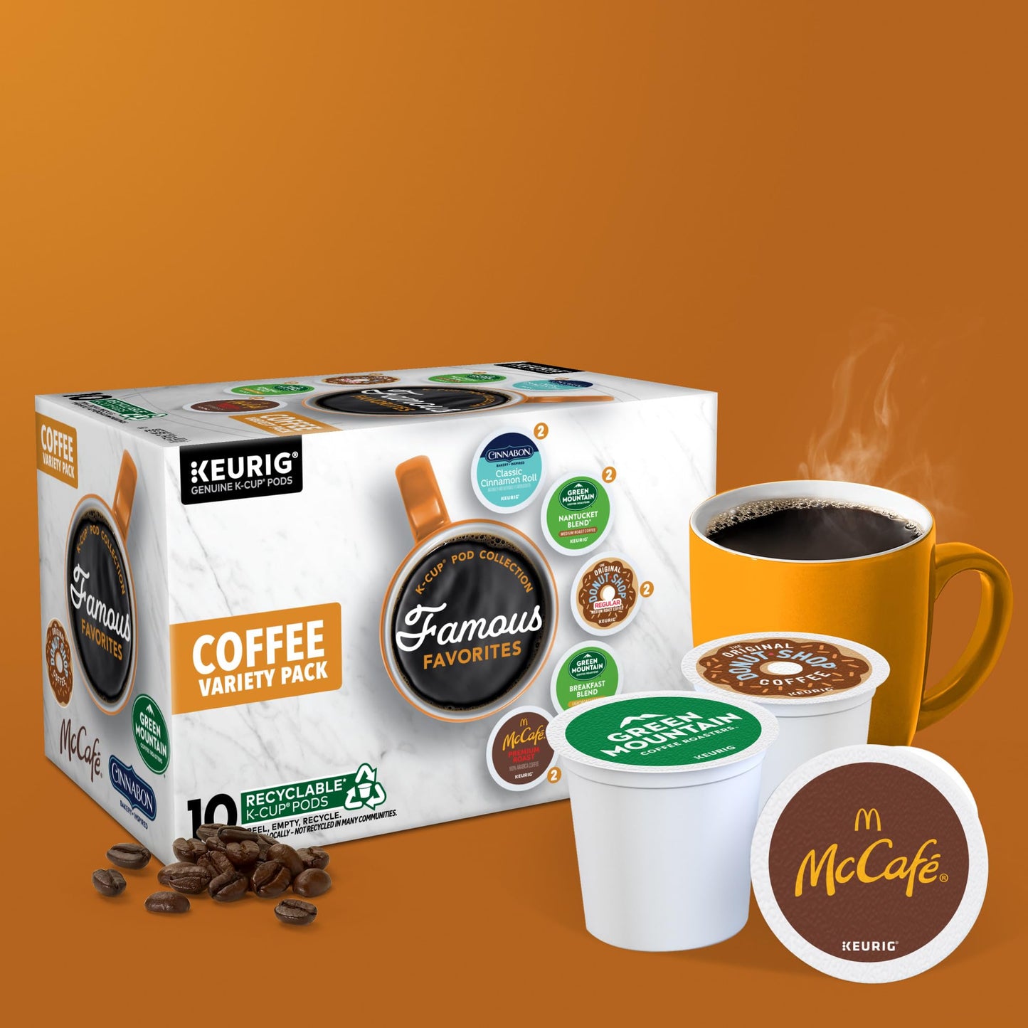 Keurig Famous Favorites Variety Pack  Single-Serve K-Cup Pods  10 Count