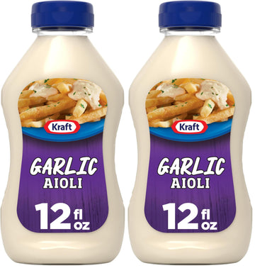 Kraft Mayo Garlic Aioli (12 oz Bottle) (Packaging may vary) (Pack of 2)