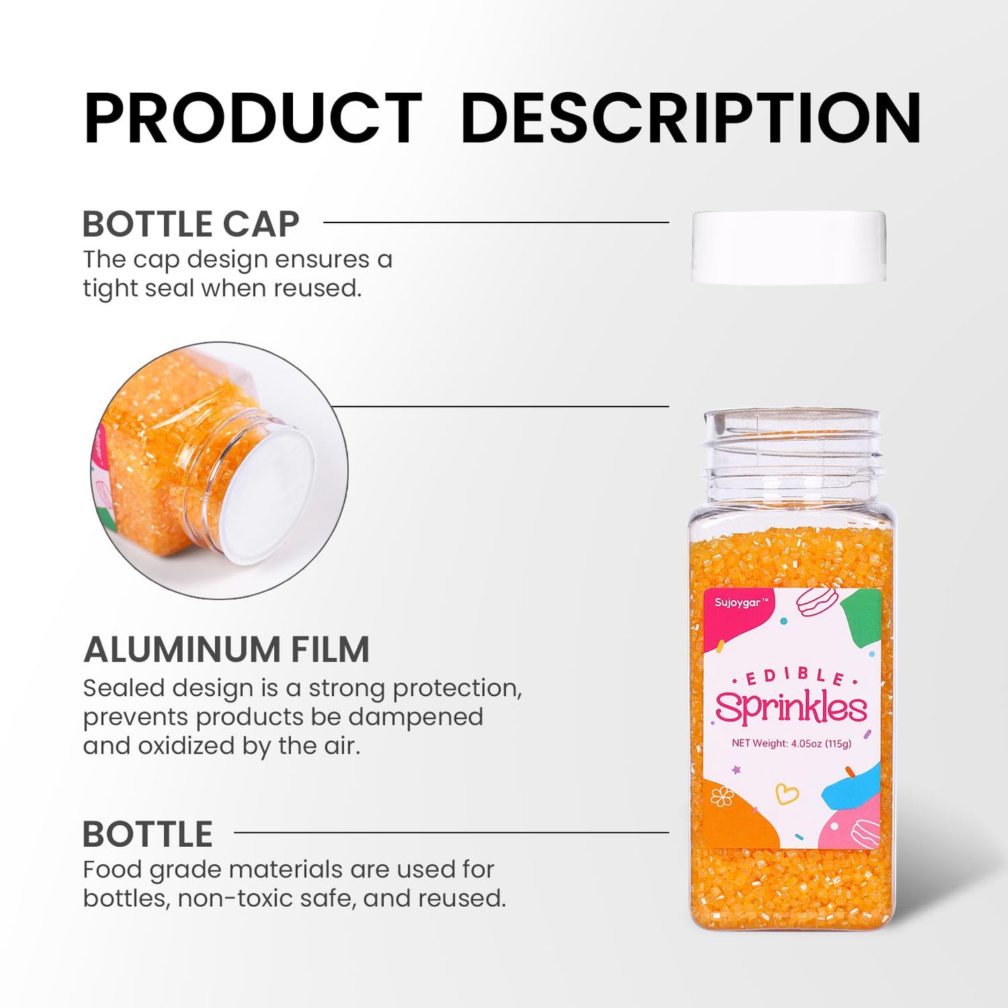 Yellow Sprinkles For Cake Decorating, 4.02Oz Yellow Sanding Sugar Sprinkles, Edible Glitter Sprinkles For Cupcake Toppers Baking