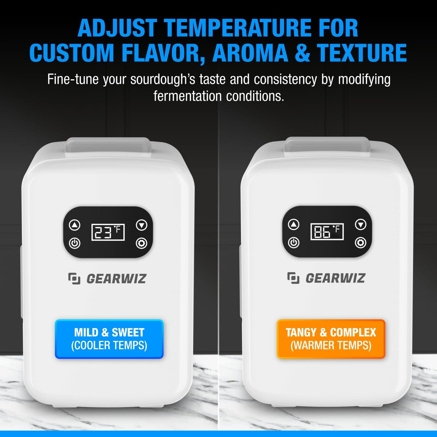 Gearwiz Sourdough Starter Home with Temperature Control - Compact Fermentation Box with Heat & Cool Modes - Fits 1L Jar - Bread