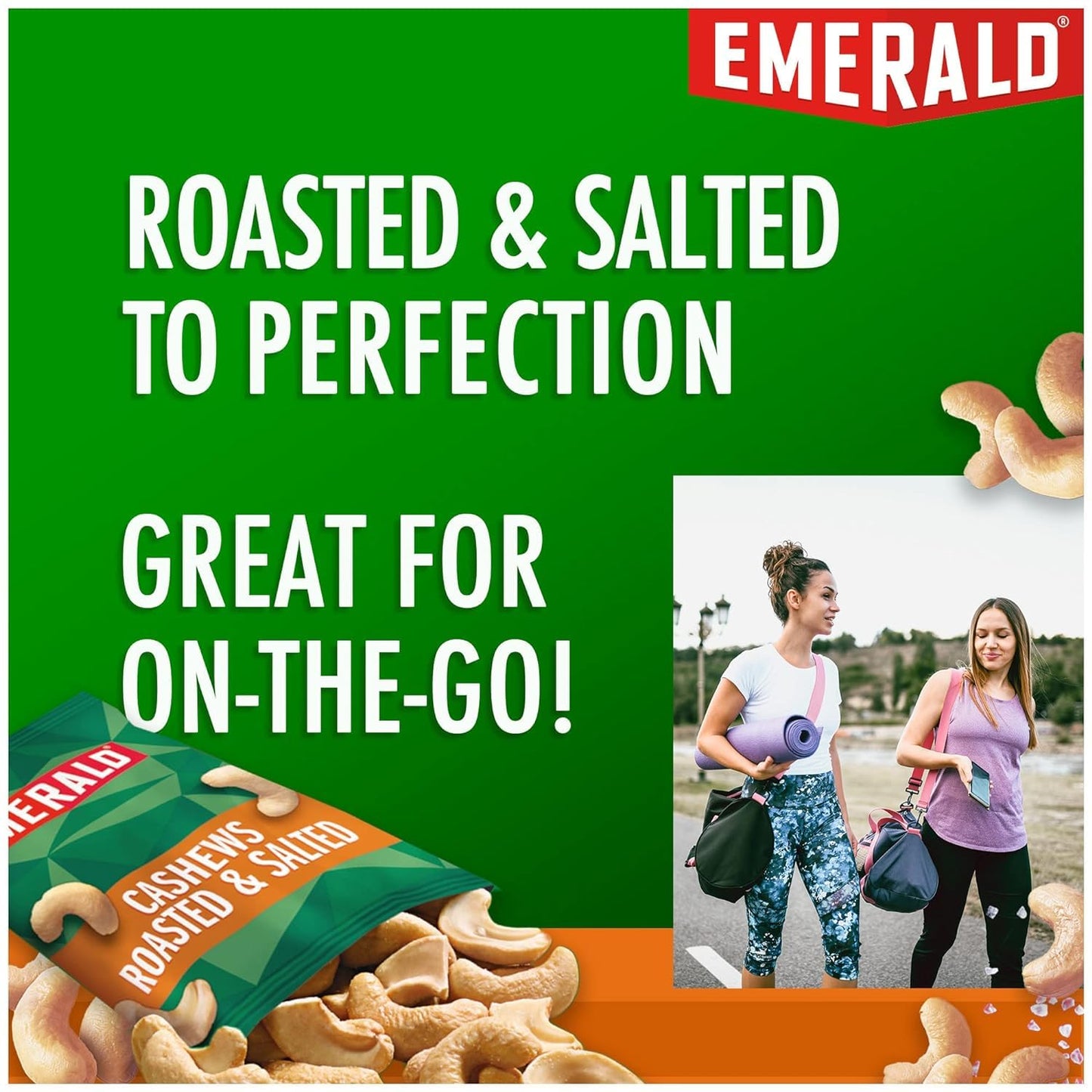 Emerald Cashews Roasted & Salted, 100 Calorie Packs, 7 Ct, 4.34 Oz (Pack of 6)
