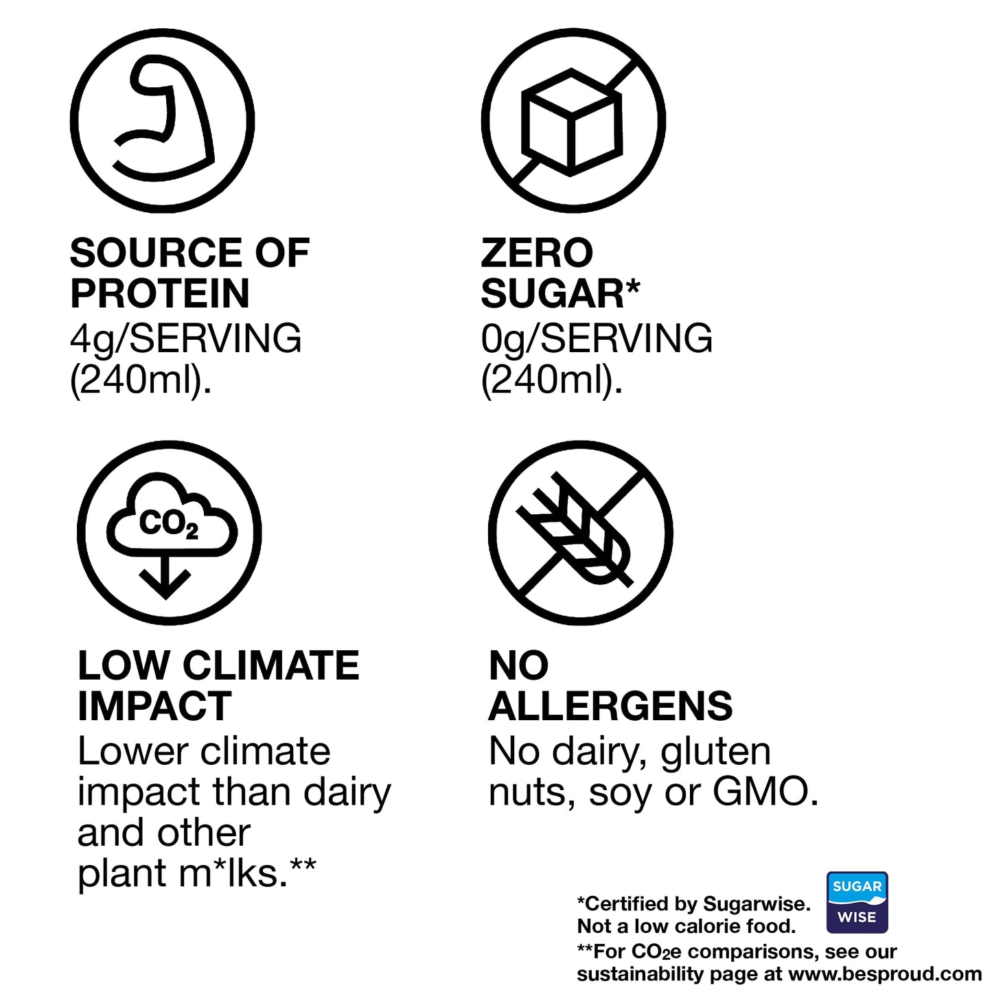 SPROUD Dairy Free Milk UNSWEETENED Flavor, Vegan Milk with Plant-Based Pea Protein, Shelf Stable Non-GMO, 1 Liter (Pack of 6)