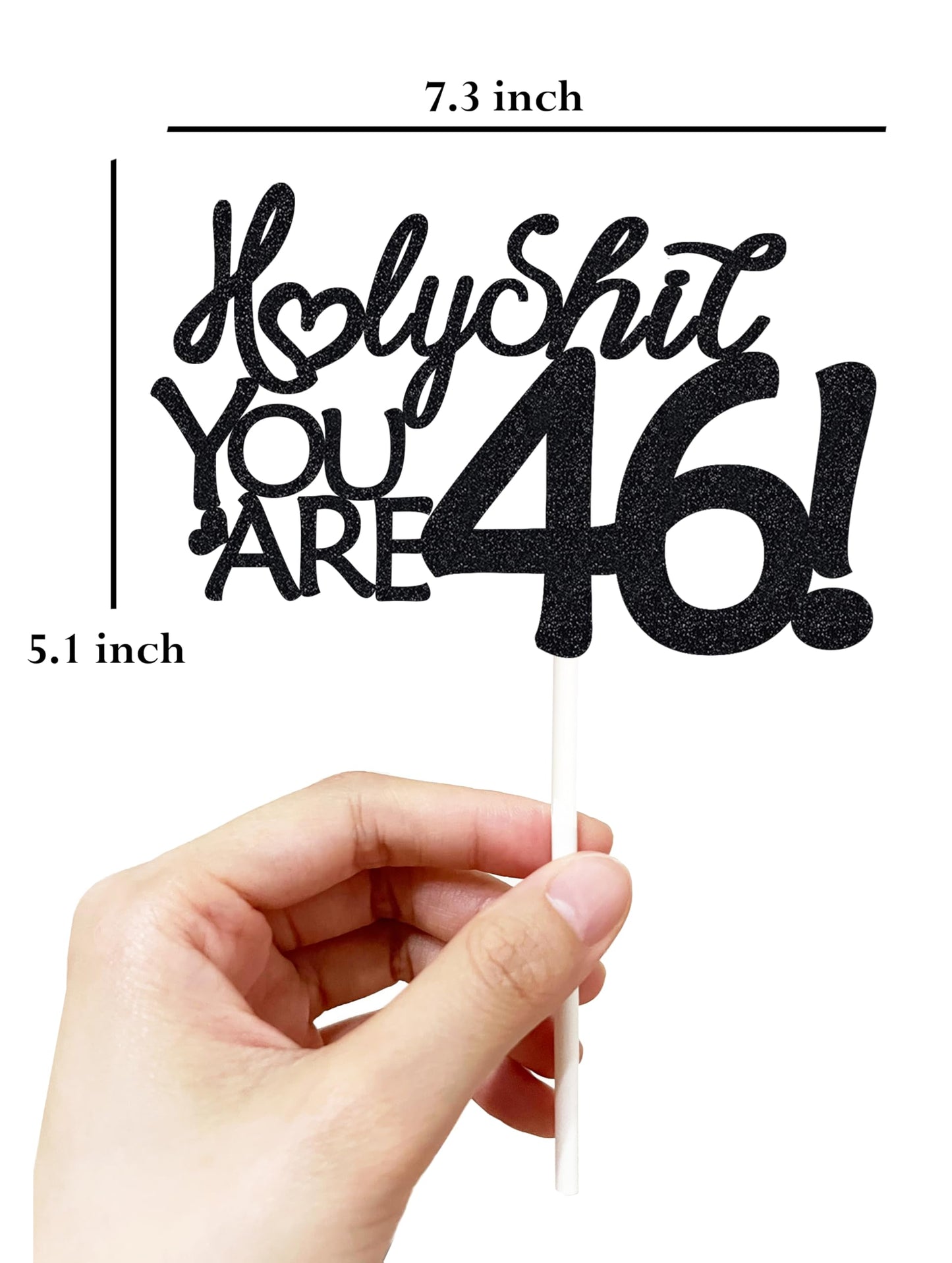 Happy 46Th Birthday Cake Topper 46 Birthday Cake Toppers-Black Glitter, Funny 46Th Cake Topper For Men,46 Cake Topper For Women,