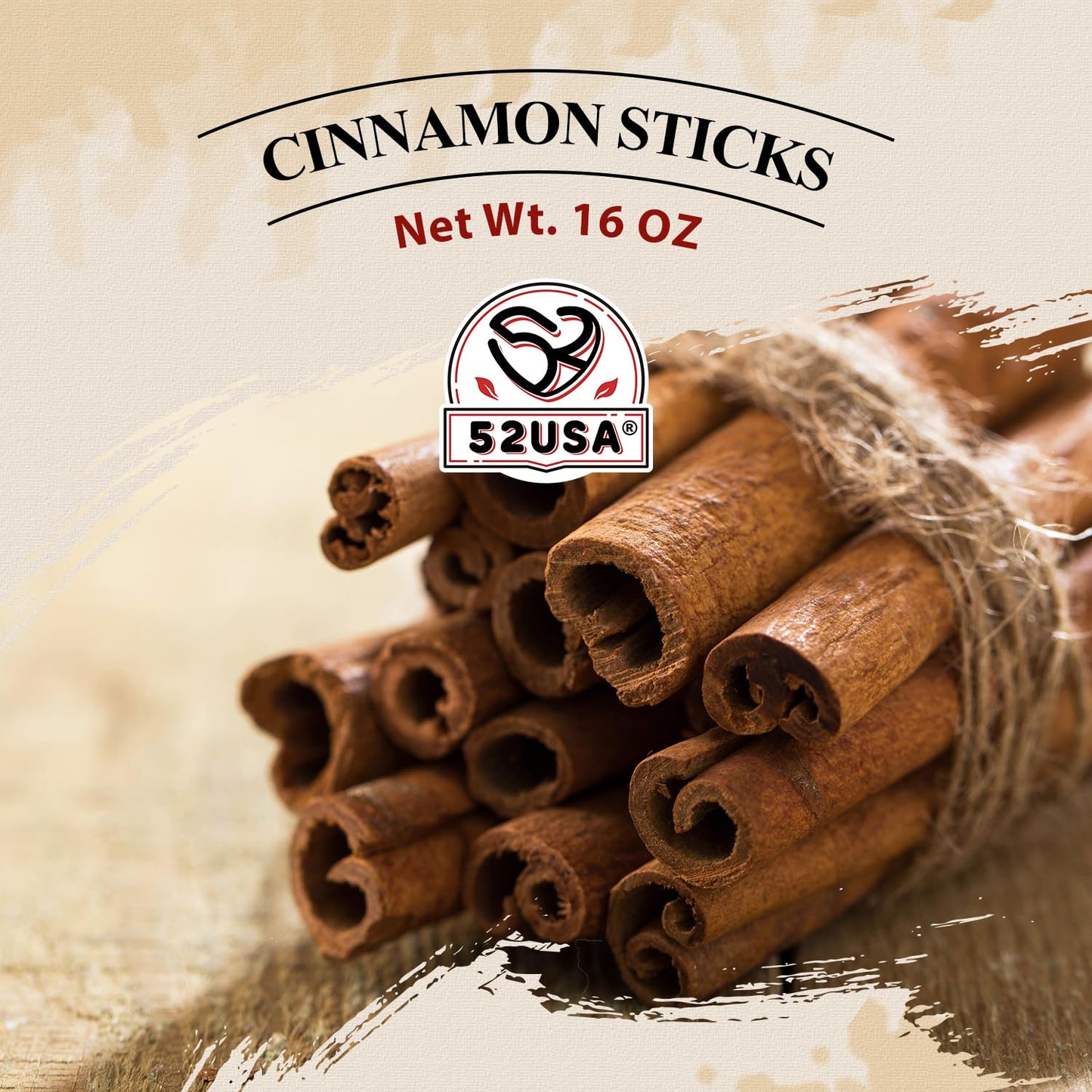 52Usa Cinnamon Sticks, Cinnamon 16 Oz (453G), Whole Cinnamon Sticks, 100% Raw, Kosher Certified, Gluten Free, Pure & Fresh Cinna