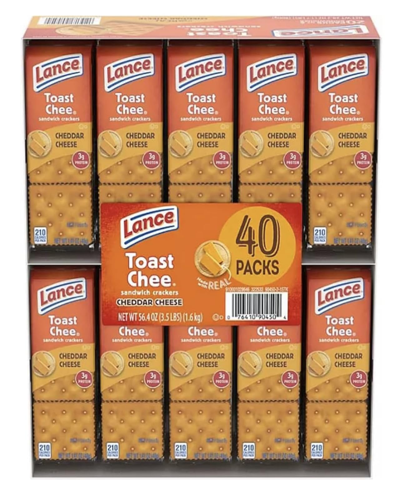 Lancee Toast Chee Cheddar Cheese Sandwich Snack Crackers, 40 Count Bulk