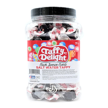 Taffy Delight Salt Water Taffy (16oz, Black Licorice Swirls)