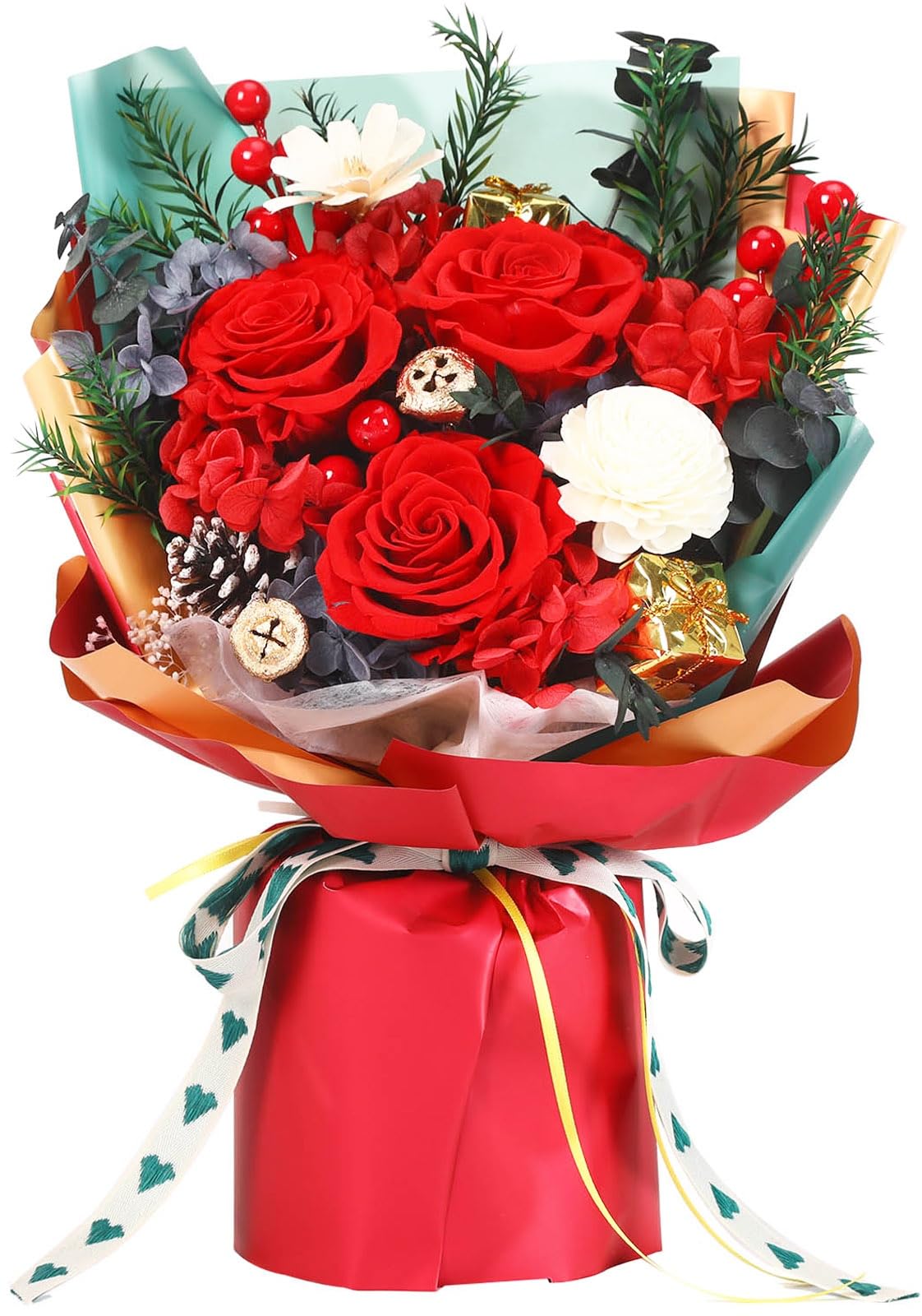 Jtoder Christmas Flower Gifts for Women, Forever Flowers for Delivery Prime, Preserved Long Lasting Rose Flower Bouquet Gift for