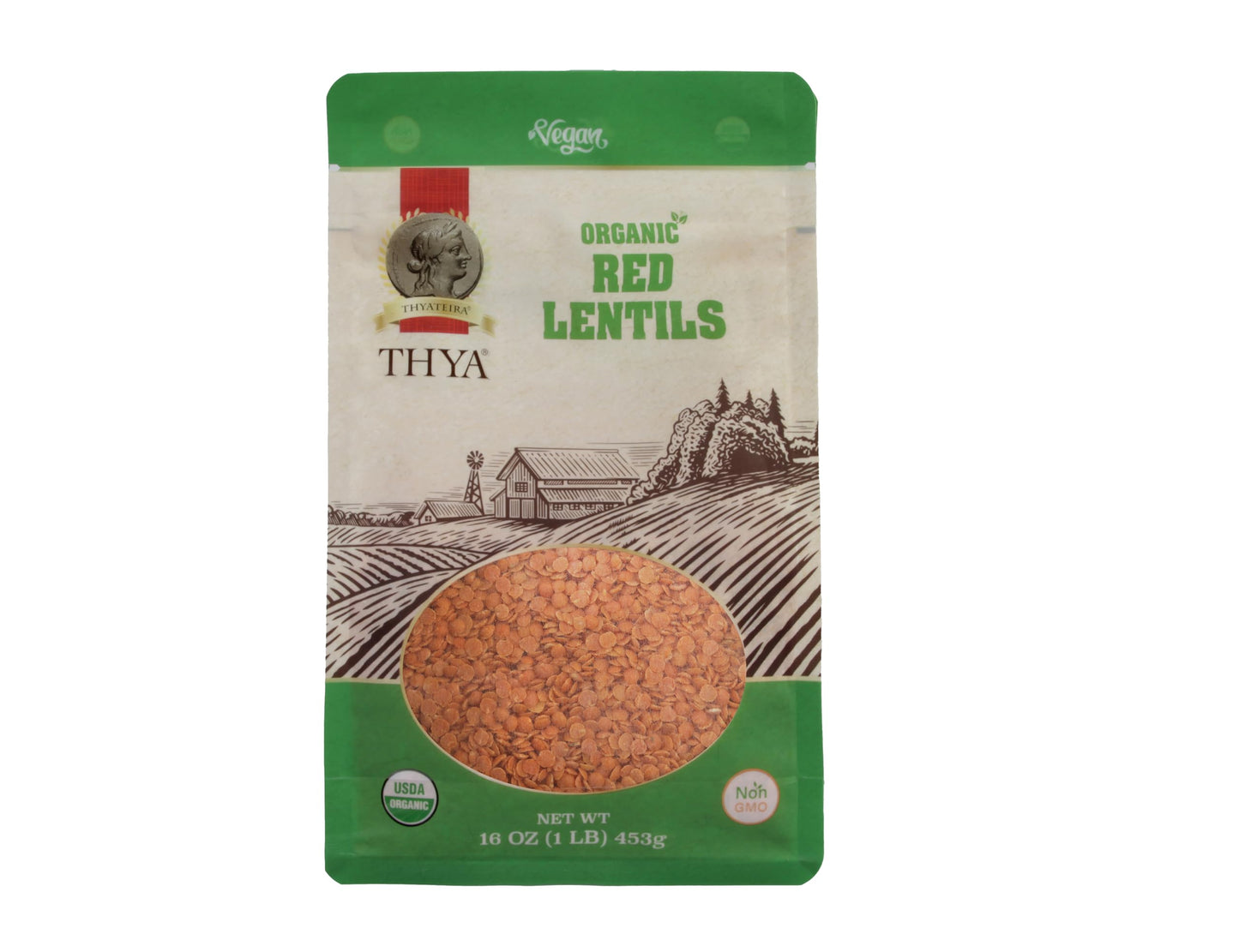 Thya Organic Red Split Lentils, 9 Lb (9 X 1 Lb Packs)
