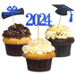 GOLF Graduation Cupcake Toppers, 48 PCS Gold Paper Food Picks for Class of 2025 Party Supplies