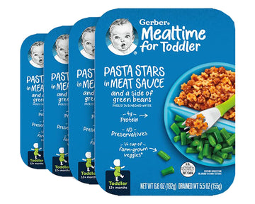 Gerber Mealtime For Toddler Pasta Sauce In Meat Sauce With Side Of Green Beans, Packed In Seasoned Water, Toddler Meal With No P