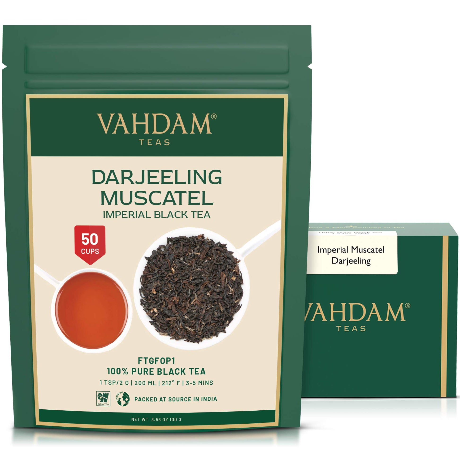 Vahdam, Fresh Harvest- Imperial Darjeeling Tea Loose Leaf (50 Cups) Limited Edition Muscatel Flavour - High Grown In Select Tea
