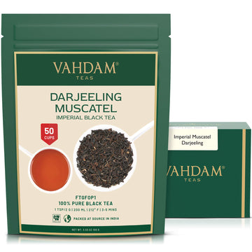 Vahdam, Fresh Harvest- Imperial Darjeeling Tea Loose Leaf (50 Cups) Limited Edition Muscatel Flavour - High Grown In Select Tea