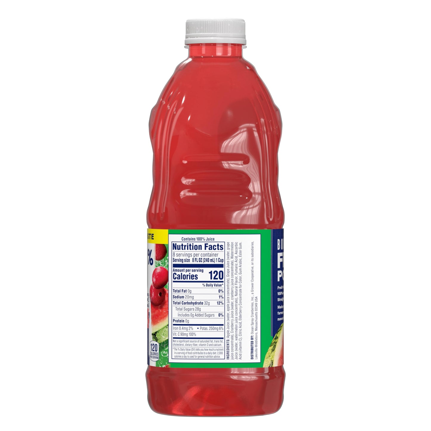 Ocean Spray 100% Juice Cranberry Watermelon Blend, 64 Fl Oz Bottle, Pack of 1