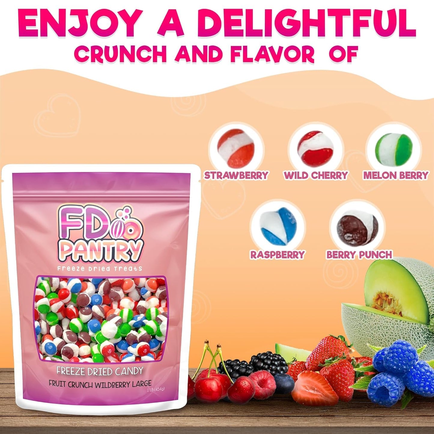 Fruit Crunch Freeze Dried Candy Variety Pack - Wildberry & Tropical Flavors - 16 Oz Each - Crunchy Fruity Snack   In Large Pouches - Assorted Berries, Pineapple, Mango - Great Gift For All Ages