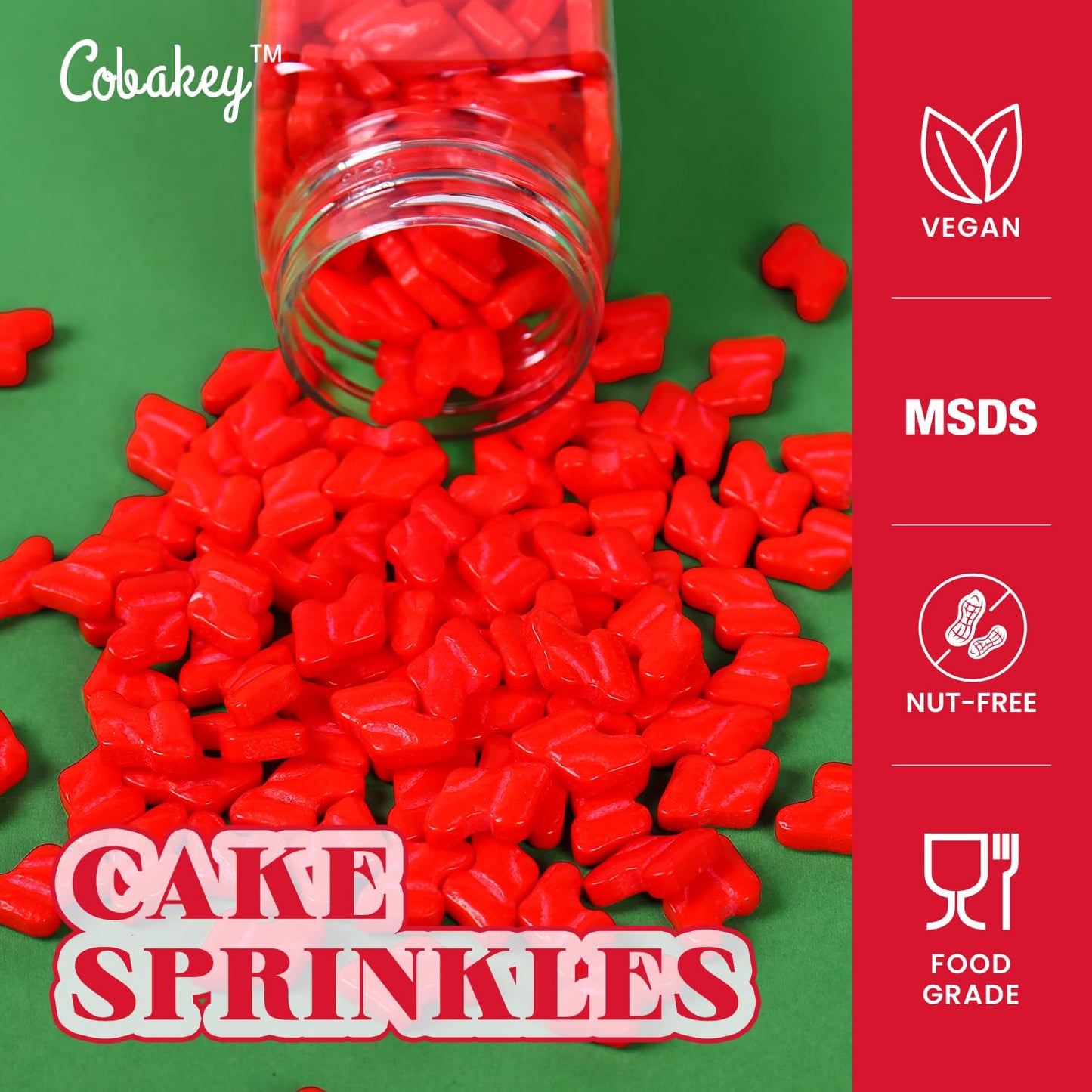 Red Socks Sprinkles For Cake Decorating, Red Sprinkles Perfect For Cupcake Toppers Wedding Party Valentines Halloween Christmas