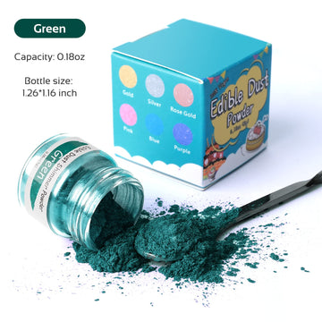 Jelife Green Edible Luster Dust - 5 Grams Food Grade Cake Dust Shimmer Powdered, Edible Metallic Powder Food Coloring for Cake D