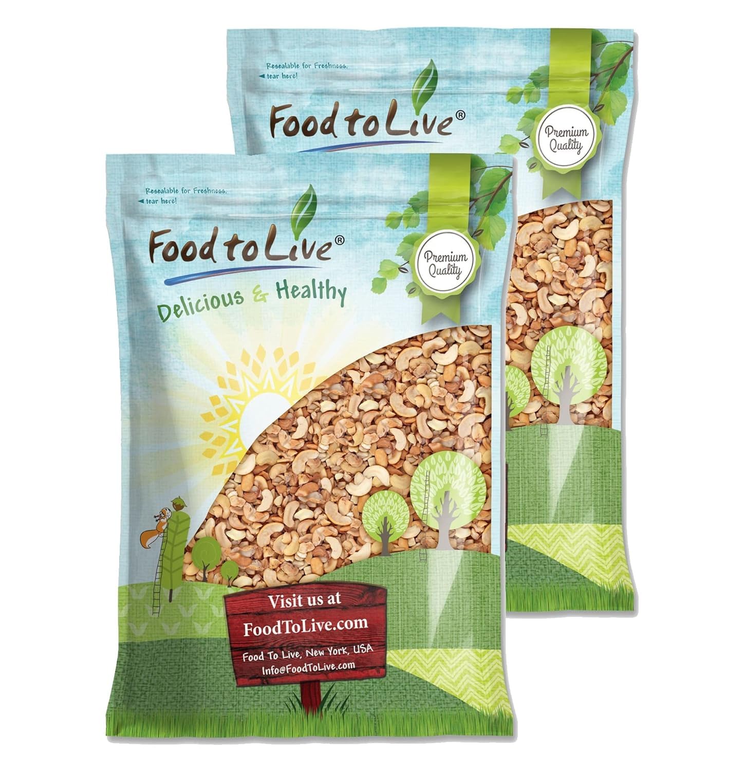 Food to Live Dry Roasted Cashew Halves, Unsalted, Keto, 16 Pound