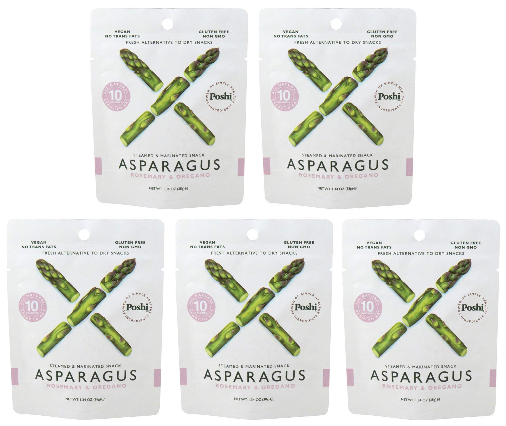 Poshi Marinated Snack Gluten Free Non-Gmo 1.34 Oz Each Asparagus (5-Pack)