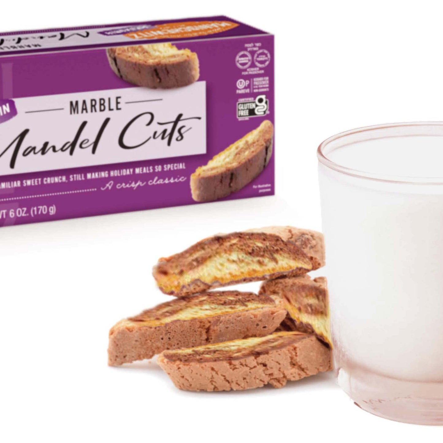 Manischewitz Marble Mandel Cuts 6Oz (2 Pack) | Dairy Free, Gluten Free & Grain Free Biscotti, Kosher For Passover