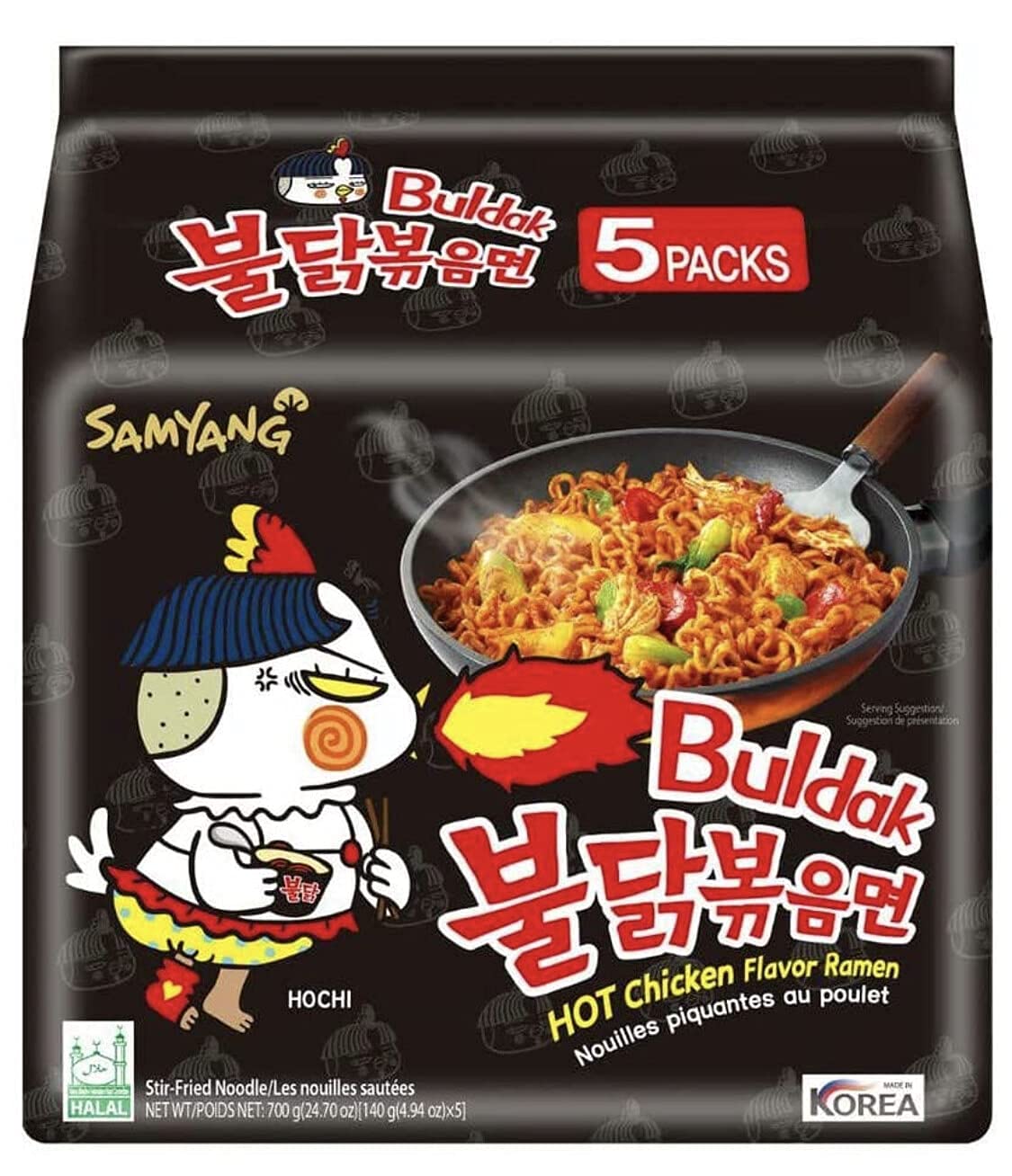 Samyang Hot Chicken Ramen Buldak Fire Noodles, 5 X 140 grams