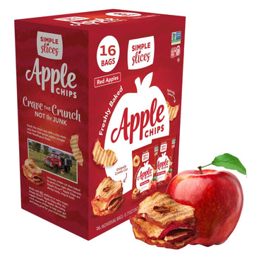 GourmetNut Simple Slices Baked Apple Chips (0.75 Ounce (Pack of 16 Bags), Red Apple)