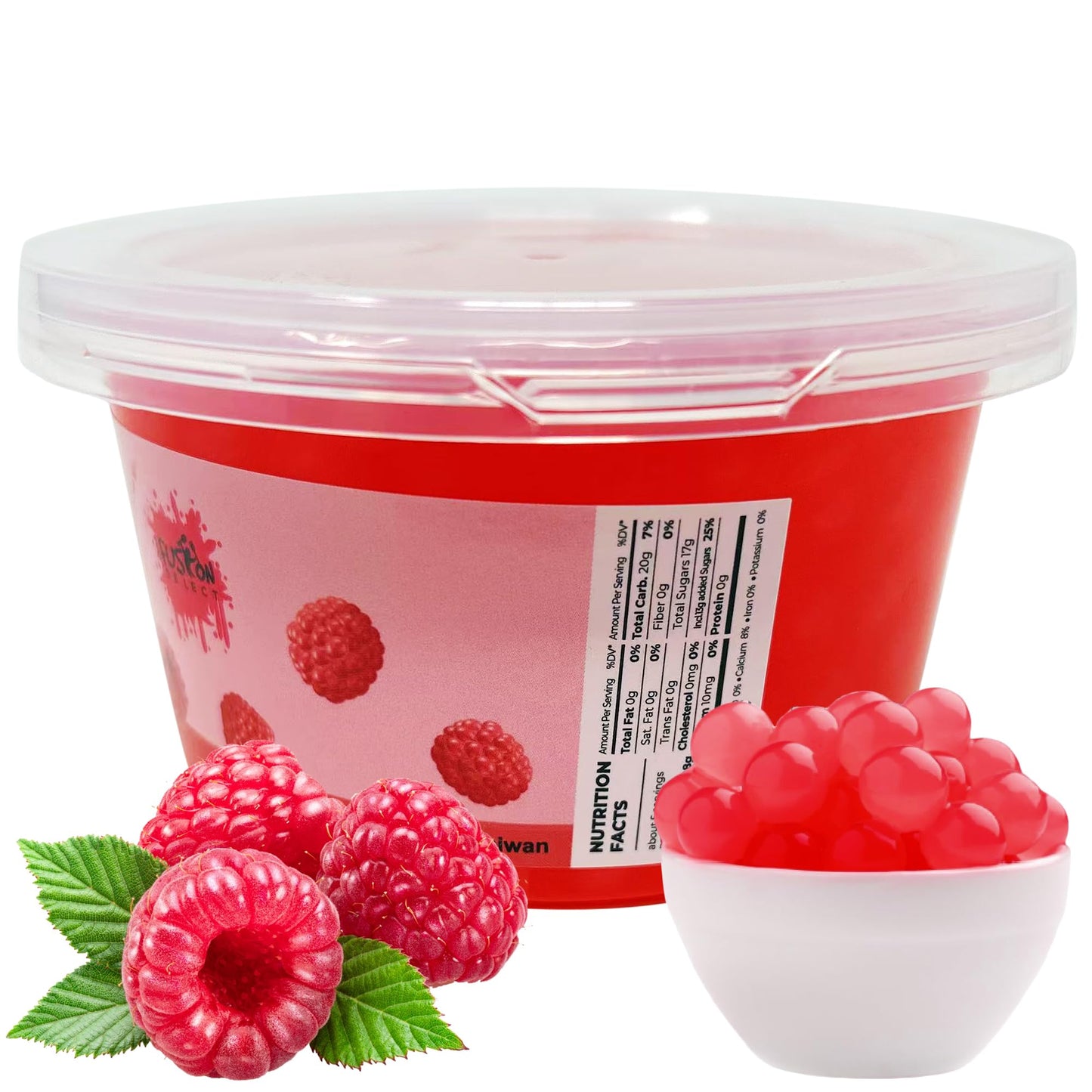 Fusion Select Raspberry Popping Boba Pearls for Fruit Tea Dessert Toppings, 450 Grams