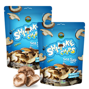 Terraland Shiitake Chips - Sea Salt, Crispy & Crunch Mushroom Snack, Non GMO, Vegan, Topping for Salads and Soups 2.12oz Bag - P