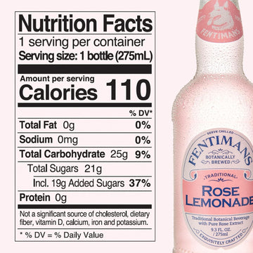 Fentimans Sparkling Rose Lemonade - Sparkling Pink Lemonade With Natural Ingredients & Pure Rose Extract, Mixer, Craft Soda, Botanically Brewed Lemonade - 9.3 Fl Oz (Pack Of 4)