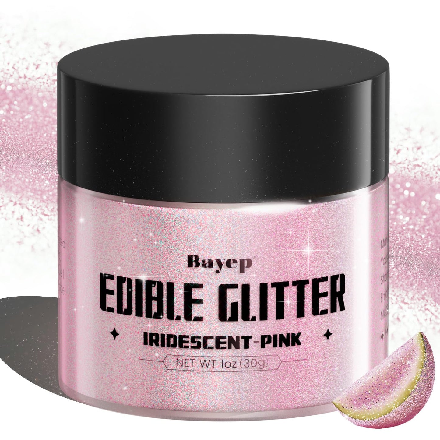 bayep Iridescent-Pink Edible Glitter for Drinks and Cakes, 30g Luster Dust, Perfect for Parties and Celebrations