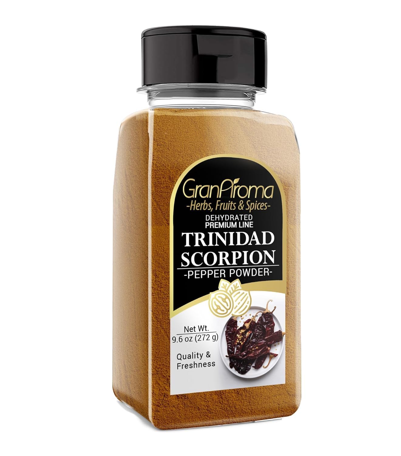 GranAroma Trinidad Scorpion Powder, Extremely Hot, Ground Chile Powder, Salsas & Soups (9.6 Ounce)
