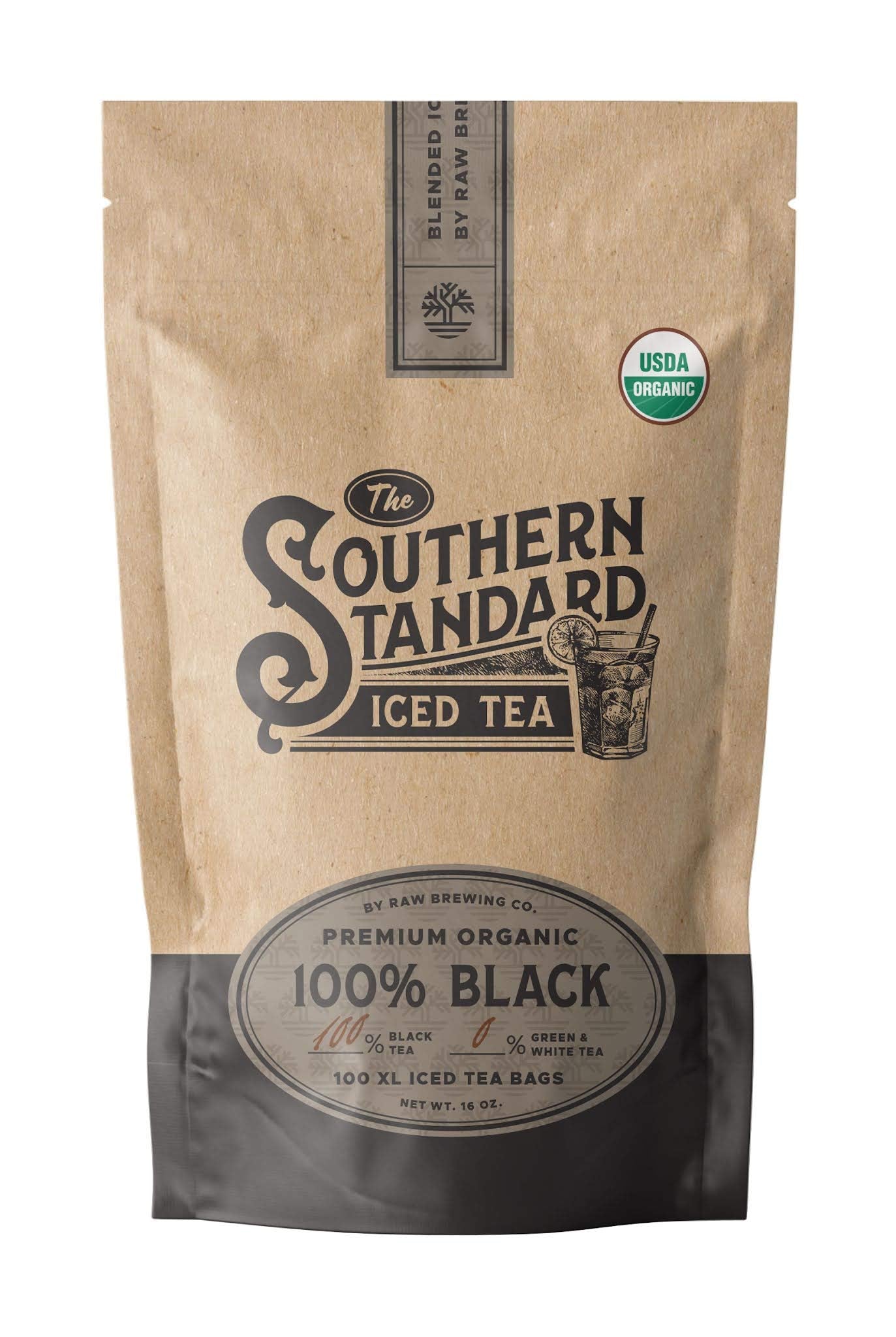 The Southern Standard - Premium Organic Iced Tea Bags - 100% Black Blend, 50 Xl Bags (1/2 Pound. Makes 25 Gallons.)