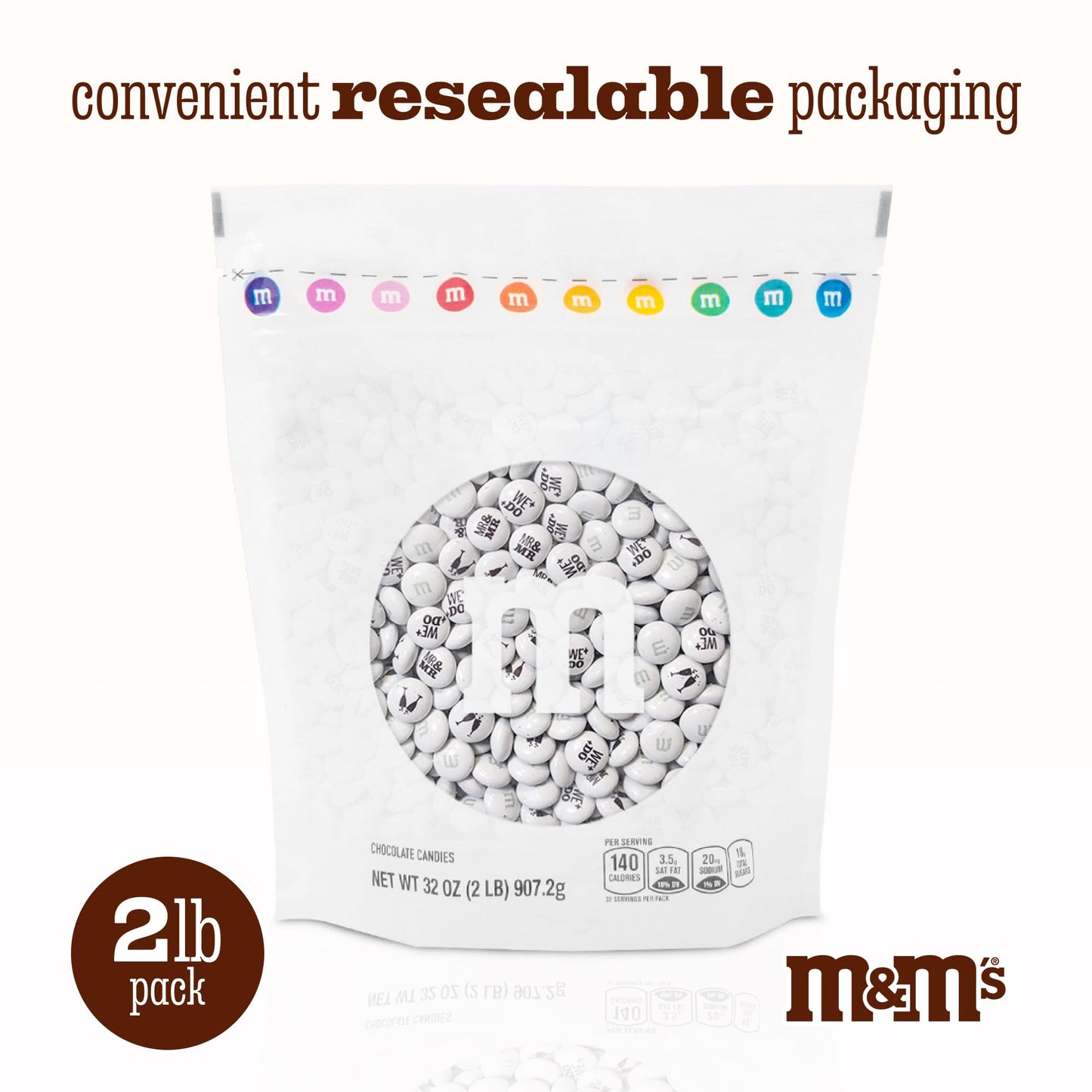 M&MS WORLD Mr. and Mr.    Milk Chocolate Candy, 2 lbs Bulk Candy for Wedding Decorations, Unique Favors, or Cake Topper